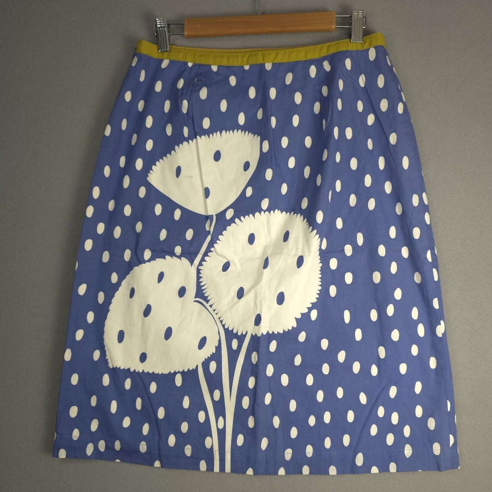 Boden A Line Skirt Blue And White Abstract Floral Women's 8L - Picture 2 of 10